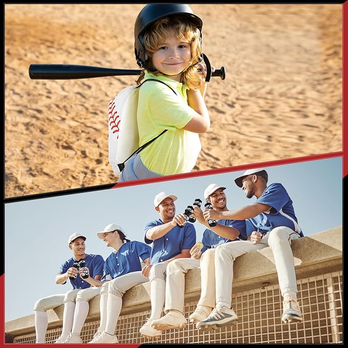 24 Pcs 24 oz Baseball Water Bottle Bulk and Drawstring Bag Set 12 Reusable Plastic Biking Water Bottle Tumbler 12 Sport Gym Goodie Gift Bag for Party Favor (Black)