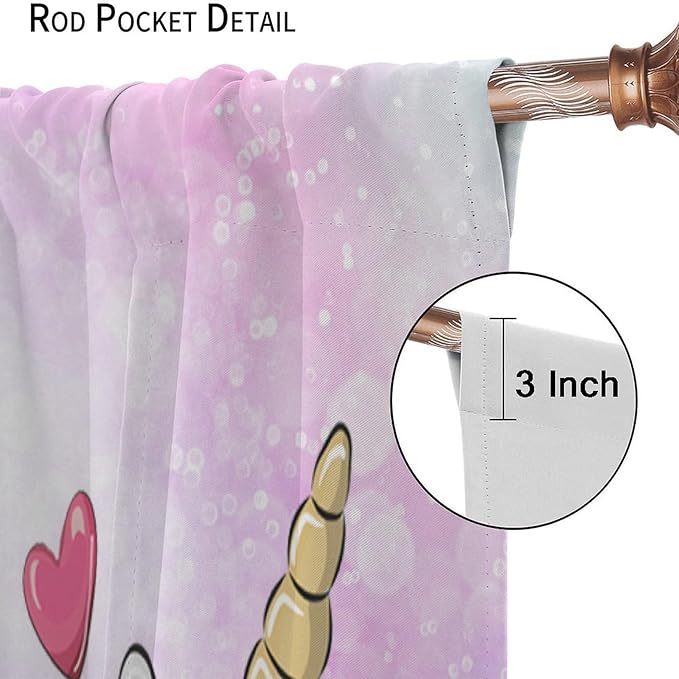 Kids Unicorn Curtains Kids Girls Boys Rainbow Unicorn Pattern Blackout Curtains Bedroom Curtains 42x54 Inches 2 Panels