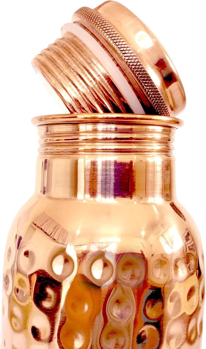 Ayurvedic Drinking Copper Water Bottle for Sports, Travel, Yoga & Everyday Use, Water Bottle for Gym, Office, Hiking, Outdoor Capacity 32 Oz (Design 2, 32 Oz)