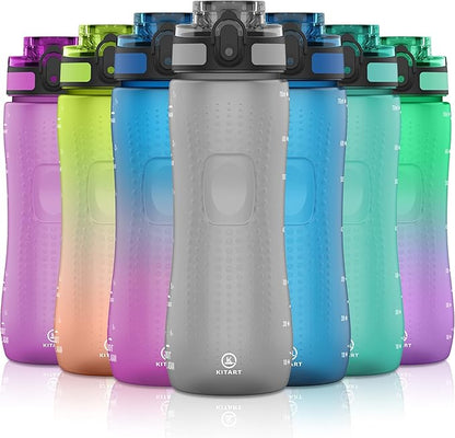 25oz Kids Sports Water Bottles for School with Spout Lid (Grey)