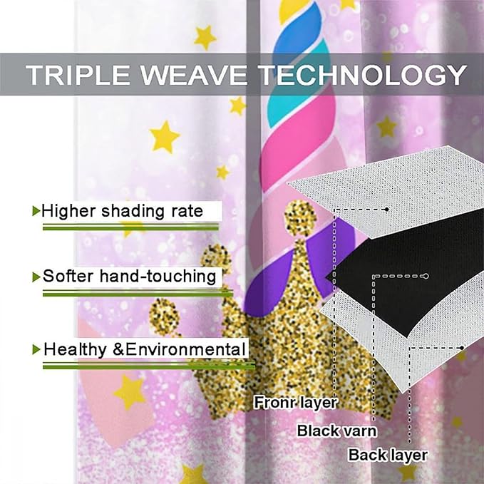 Kids Unicorn Curtains Kids Girls Boys Rainbow Unicorn Pattern Blackout Curtains Bedroom Curtains 55x63 Inches 2 Panels