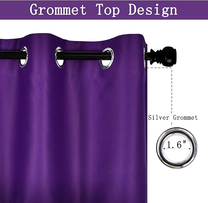 Purple Valances for Windows Solid Grommet Top Blackout Valance Window Treatment for Kitchen/Living Room Short Straight Drape Valance for Bedroom Kids Room 70X18 1 Panel Royal Purple