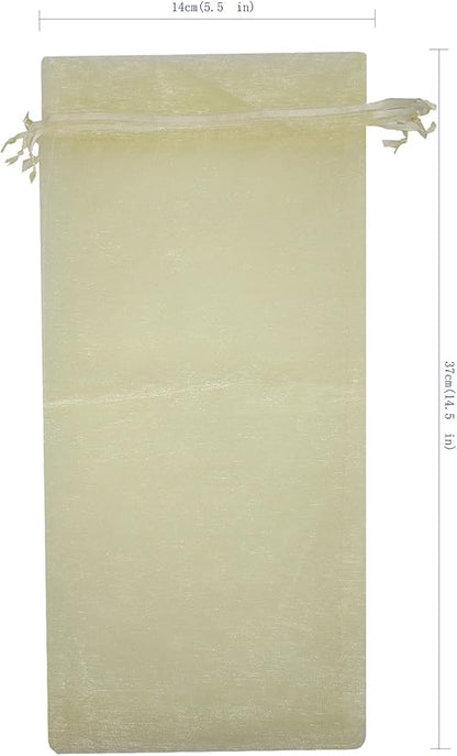 Ankirol 20pcs Sheer Organza Wine Bags 5.5x14.5 inch Baby Shower Wedding Favors Drawstring Pouches (Cream)