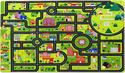 Kids Playroom Rug Car Rug Learning Carpet Educational City Roads Carpet for Playing with Cars Kids Playmat for Baby Kids Playroom Non Slip Play Mat Toddler Playmat Rug, 3x5 ft, Black Streets