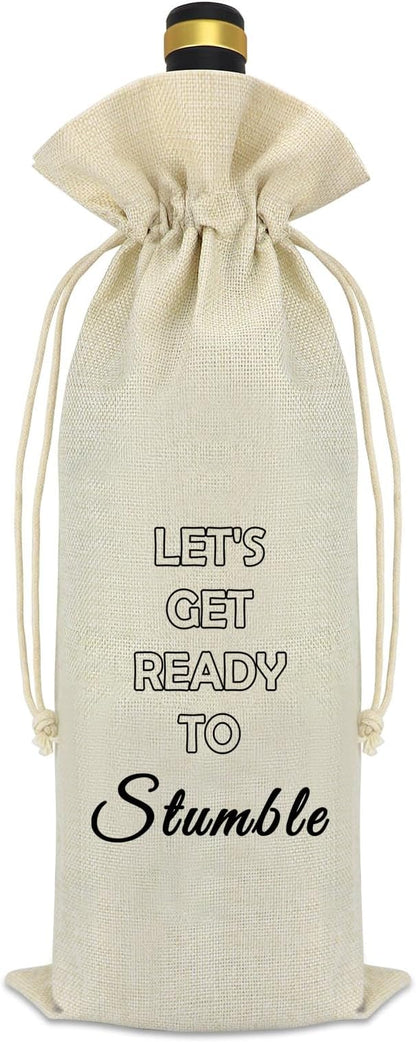 Funny Wine Themed Burlap Wine Bags Drinking Lover Gifts Weddings Birthday Graduation Gift for Women Men Friend Coworker Leaving Retirement Gift Wine Bottle Gift Bags Christmas Housewarming Gift