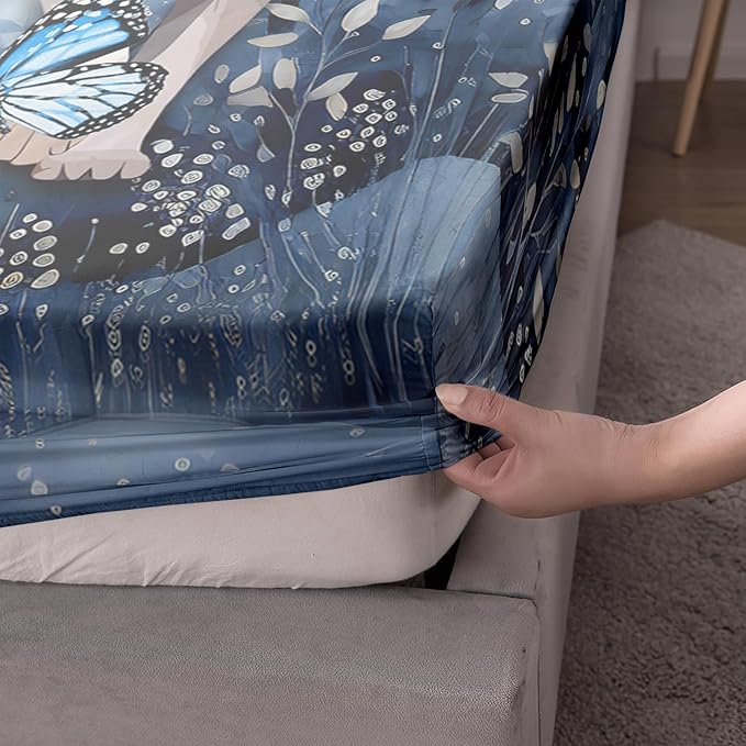 AILONEN Wolf Fitted Sheet Set Twin Size for Boys Girls Animal Wolf Wildlife Bed Sheet Set,Tie Dye Wolf Fitted Sheet with 2 Pillowcases,3 Pieces Safari Wolves Print Bed Sheet Set