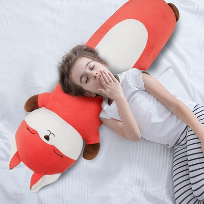 22 inch Orange Fox Body Pillow for Kids, Fox Stuffed Animals, Soft Long Cuddle Pillow Plushies, Giant Cute Fox Plush Toys Gift for Kids, Boys Birthday
