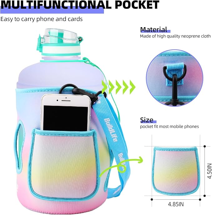 QuiFit 1 Gallon Water Bottle - 128 oz Water Bottle with Times to Drink - BPA Free Motivational Water Bottle with Infuser - Large Water Bottle - Sports Water Bottle 1 Gallon in Gym