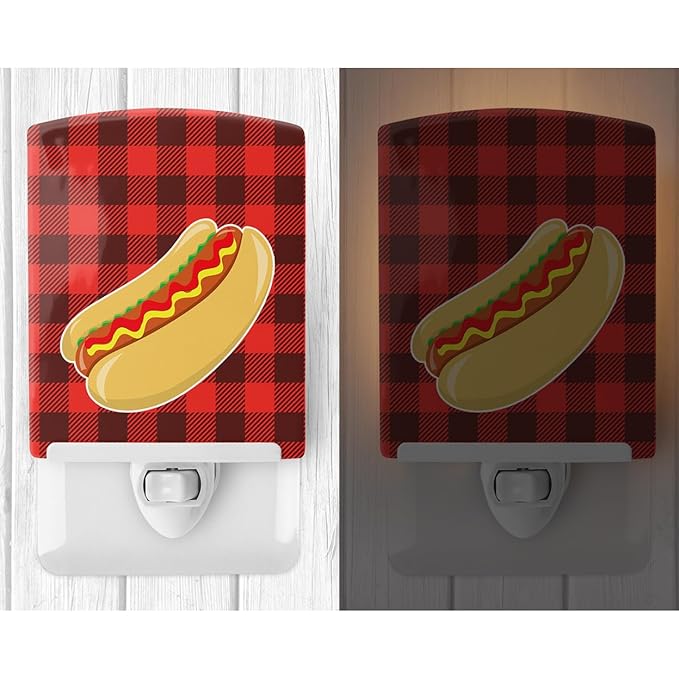 Caroline's Treasures BB8628CNL Backyard BBQ Hot Dog Ceramic Night Light Compact, UL-Certified, Ideal for Bedroom, Bathroom, Nursery, Hallway, Kitchen, 6x4x3, Multicolor