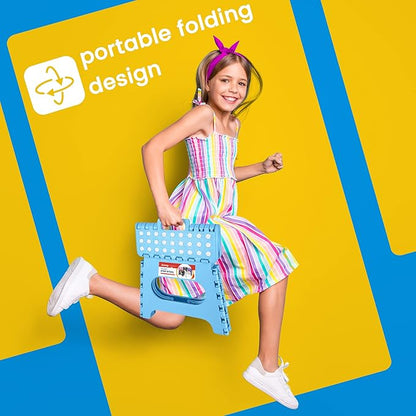 ACSTEP Folding Step Stool for Adults 11 Height Lightweight Plastic Stepping Stool Foldable Step Stool Hold up to 300lbs Non Slip Collapsible Stool Blue