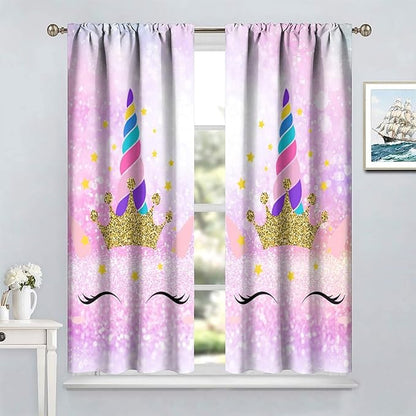 Kids Unicorn Curtains Kids Girls Boys Rainbow Unicorn Pattern Blackout Curtains Bedroom Curtains 72x63 Inches 2 Panels
