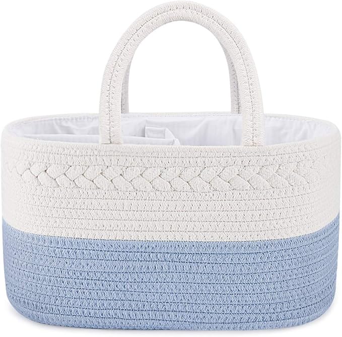 ABenkle Baby Diaper Caddy, Nursery Storage Bin and Car Organizer for Diapers Wipes, Cotton Rope Basket Changing Table Caddy