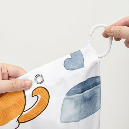 AILONEN Cute Dog Shower Curtain, Cartoon Shiba Inu Dog Bath Curtain,Pet Dog Paw Print Dog Lover Minimalist White Waterproof Curtain with 12 Plastic Hooks(72" W*78" H)