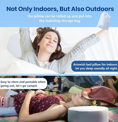 Arts wish Memory Foam Cervical Pillow for Pain Relief, Breathable Ergonomic Bed Pillow with Cooling Pillowcase, Cervical Neck Pillow for Side Back Stomach Sleepers