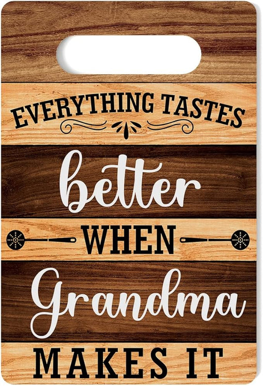 Farmhouse Kitchen Decor, Grandma Gift, Kitchen Signs Wall Decor, Everything Tastes Better When Grandma Makes It Sign, Kitchen Door Wall Hanging Decor, Gifts for Grandma Birthday 8 x 12 Inch