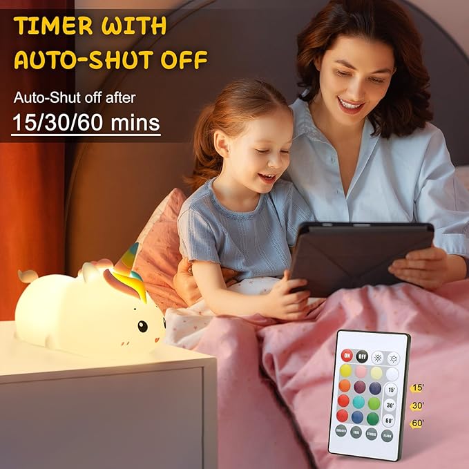 Cute Unicorn Night Light for Kids, 12+1 Color Changing Lamp 6 Level Dimmable Nightlight for Baby Room Decor and Toddler Night Light, Soft Cute Lamp, Kawaii Gifts for Kids Girls Boys Baby Children