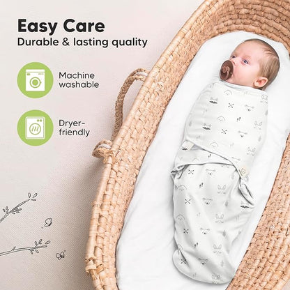 3-Pack Organic Baby Swaddle Sleep Sacks - Newborn Swaddle Sack, Ergonomic Baby Swaddles 0-6 Months, Swaddles for Newborns, Baby Sleep Sack, Baby Swaddle Blanket Wrap,Baby Essentials (Nordic,L)