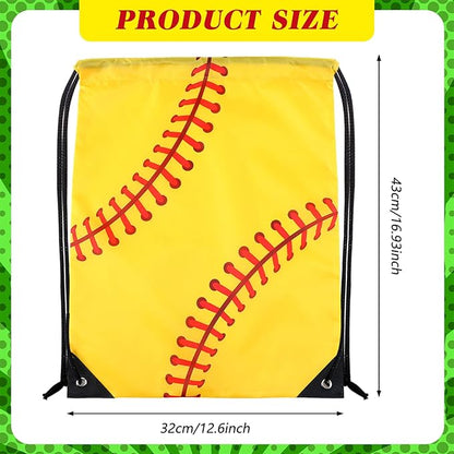 40 Pcs Softball Team Gifts Include Softball Drawstring Bag Softball Cups with Lid and Straw 14.2 oz Reusable Clear Plastic Drinking Cups for Birthday School Sport Decorations Party Supplies