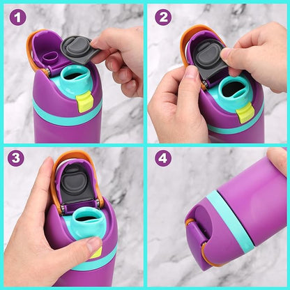 4pcs Replacement Plug Stopper for Owala FreeSip 19/24/25/32/40oz (2 Pink + 2 Gray), with 1 Brush & 4pcs White Straw with Scale for Owala Free Sip Water Bottle Mouth Top Cap Lid Gasket Seal Accessories