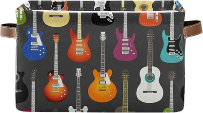 Modern Guitar Storage Basket Music Storage Box Bin Large Laundry Organizer Basket for Bathroom Nursery Kitchen Clothes Toys Newspaper 1PC