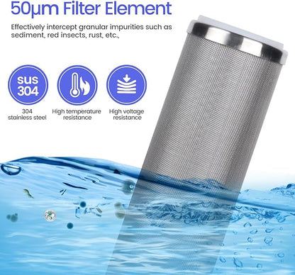 Amwater Stainless Steel Re-Cleanable Wire Mesh Filter Cartridge 20 "Length,2.5 "OD(10 Micron)