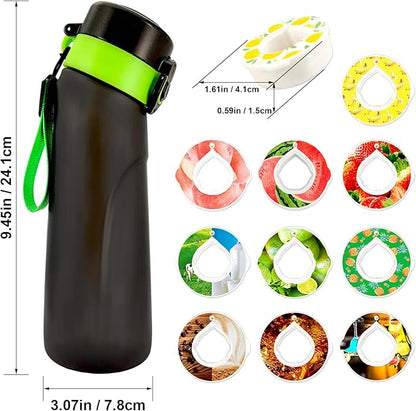 Air Water Bottle, Air Water Bottle with 11 Flavor Pods, 750ml Air Water Bottle with Straw, Scented Sports Water Bottle Set with Flavour Pods, 0 Sugar No BPA for Schools, Gym, Outdoor Sports