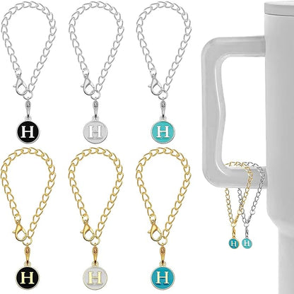 6PCS Letter Charm Accessories for Stanley Cup, Name ID Letter Handle Charm for Stanley Handle Identification Letter Pendant Handle Decoration for Stanley Tumbler Charms (Letter H)