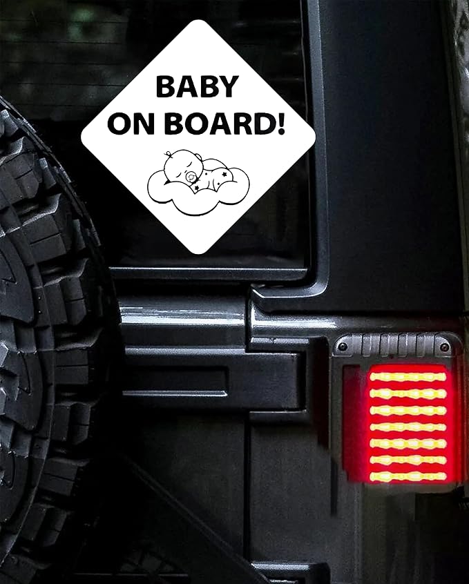 Baby on Board Sleepy Baby Viynl Decal Sticker for Windows, Car Sticker | Cars Trucks Vans, Bumper Sticker, Size: 5inch (White)