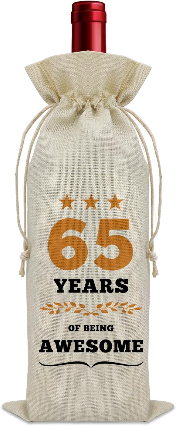 65th Birthday Gifts for Women Men Wine Bag 65 Year Old Birthday Gifts for Her Him 65 Year Work Anniversary Decorations Wine Bottle Decoration Bag Born in 1959 Wine Accessories Gifts for Wine Lovers