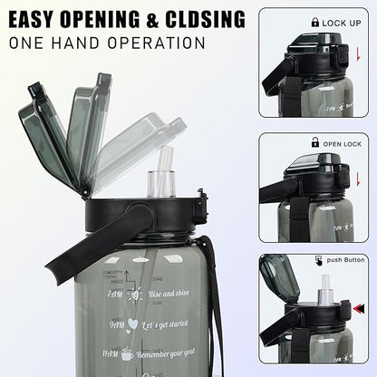 Moon Butterfly Flower Half Gallon Water Bottle with Sleeve, 64 Oz Water Bottle with Measurements Marked, Leakproof-Free Drinking Water Bottle, Sports Water Bottle BPA Free Half Gallon Water Jugs