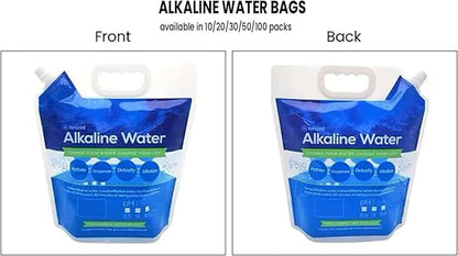 Bulk LOT - 5L / 1.3 Gallon Foldable Alkaline PH Water Bags - Collapsible Emergency Water Jug Container Bag, Freezable, BPA Free Plastic Water Carrier Tank, Outdoor Folding Water Bag Food Grade (10)