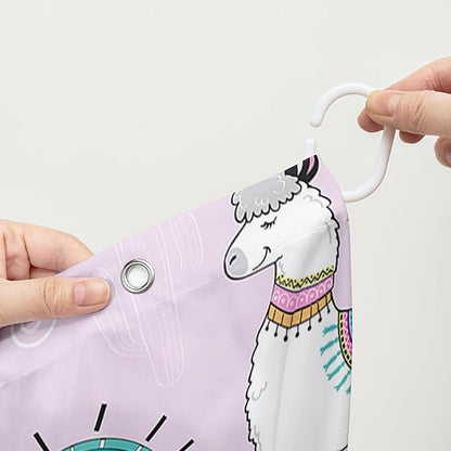 AILONEN Cool Llama Shower Curtain,Purple Desert Cactus Llama Bath Curtain,Polyester Water for Bathroom with 12 Plastic Hooks,72" W*96" H Purple