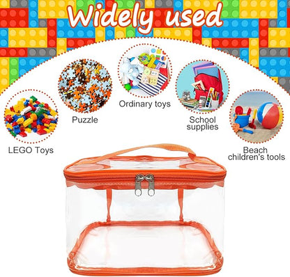 5 Packs Clear Toy Storage Bags, 9.4 x 6.5 x 5.5 Inch Clear PVC Toy Storage Bags with Zipper Reusable Waterproof Toy Storage Organizer Pouch for Board Games Building Blocks Toys and Books