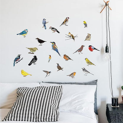 CREATCABIN Little Birds Vinyl Wall Decals Watercolor Birds Wall Stickers Self-Adhesive Peel and Stick Mural Decoration for Bedroom Living Room Kitchen Wardrobe Door Garden Playroom Nursery (Small)