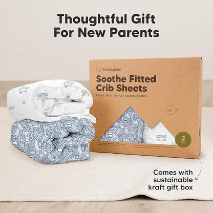 2-Pack Organic Crib Sheets for Boys, Girls - Jersey Fitted Crib Sheet, Baby Crib Sheets Neutral, Crib Mattress Sheet, Cotton Crib Sheets, Breathable Crib Sheet, Baby Mattress Sheets (Excavation)