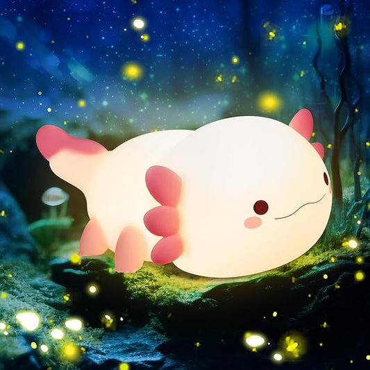 Axolotl Gifts for Kids, Axolotl Night Light Silicone Lamp,Portable Rechargeable Table Lamp,Cute Room Decor Night Light for Kids Girls Boys Birthday Christmas Gifts