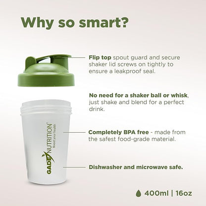 Shaker Bottle Blender - 16oz - 400ml | BPA free and phthalate-free | Pre Workout Protein Drink Cocktail Shaker Cup