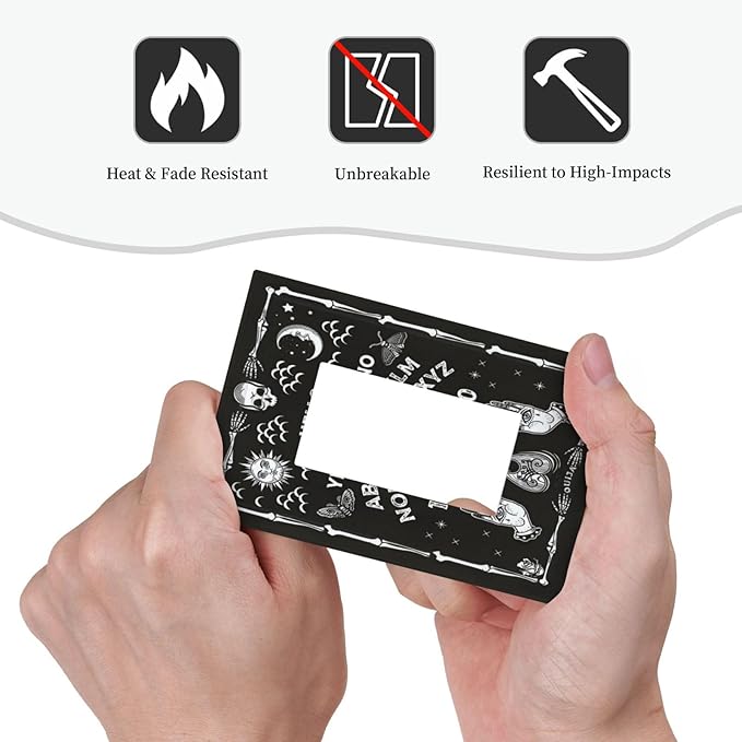 Black Witchy Skeleton Skull Gothic Sun Moon 1 Gang Rocker Novelty Light Switch Covers Decorative Unique Single Decora Outlet Wall Plate Faceplate Switchplate GFCI for Bedroom Decor