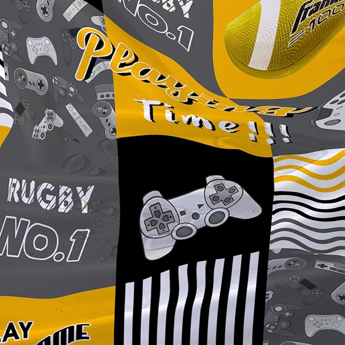 AILONEN Gaming Shower Curtain,Orangish Ball Sports Bathroom Shower Curtain for Boys Kids Teens, 72" W*78" H Gaming Gamer Theme Shower Curtain Sets for Bathroom