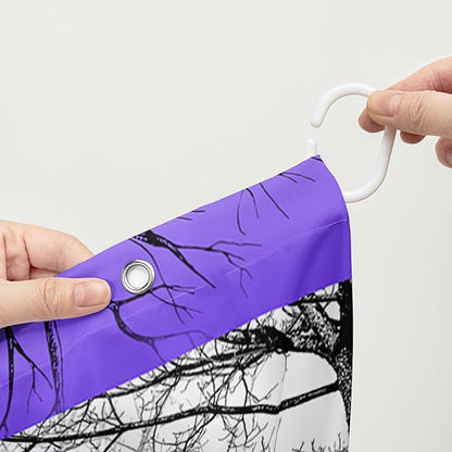 AILONEN Blue and White Tree Abstract Shower Curtain,Minimalist Printed Plant Tree Arts Bath Curtain,Modern Boho Waterproof Curtain for Bathroom Decor, 48" W x 72" H