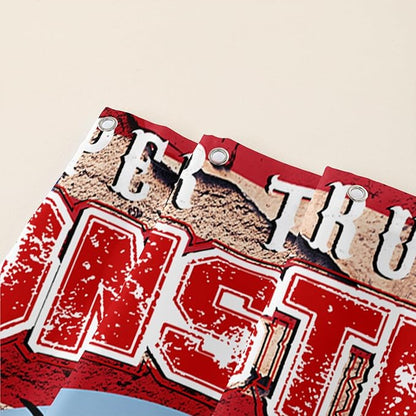 AILONEN Monster Truck Shower Curtain, American Flag Truck Bath Curtain for Boys,Red Truck Car Bathroom Decor Waterproof Fabric 72" W*96" H Inch with 12 Plastic Hooks