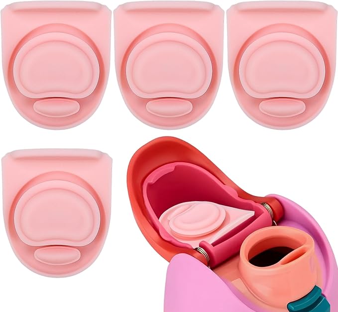 4Pcs Replacement Stopper for Owala Free Sip 24oz 32oz Water Bottle, Silicone Anti-Spill Bottle Top Lid Stopper,Replacement Seal Gaskets, Owala Water Bottle 19oz 40oz Accessories,Pink