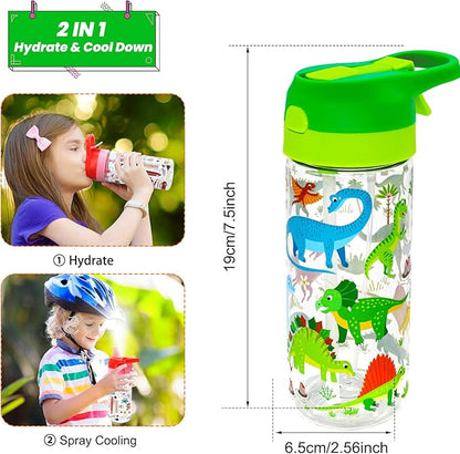 Kids Water Bottle with Spray Mist, 420ml Portable Kids Spray Drinking Bottle for Boys Girls School Cool Down and Hydrate