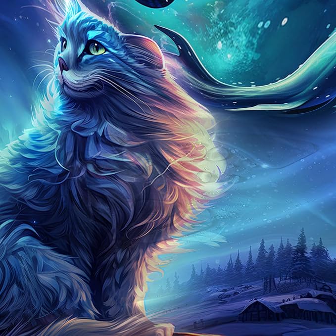 AILONEN 3D Kawaii Cat Shower Curtain Set,Cat Lovers Animal Waterproof Fabric Bath Curtain for Kids Girls,Jumping Dolphin Shower Curtain,Starry Night Shower Curtains for Bathroom Decor, 60" W*72" H