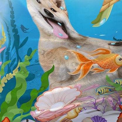 AILONEN Cute Dog Shower Curtain for Boys Girls, Pet Puppy Dog Lover Shower Curtain, 48" W*72" H Waterproof Animal Turtle Fish Ocean Themed Shower Curtain Decor Bathroom with Grommets and Hooks