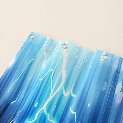 AILONEN Lightning Wolf Shower Curtain for Bathroom,3D Print Glowing Wolf Print Bath Curtain for Boys Men Kids,Raining Wolf Waterproof Bathroom Decor Blue Curtain with 12 Plastic Hooks, 72" W*78" H