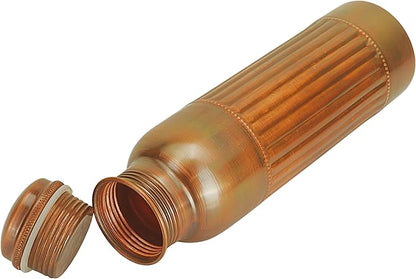 Copper Water Bottle 34 Oz Extra Large Antique Black Ayurvedic Pure Copper Vessel With Carrying Bag For Drinking Drink More Water Leak Proof, Easy To Carry For Sports Copper Bottle 1000 ML