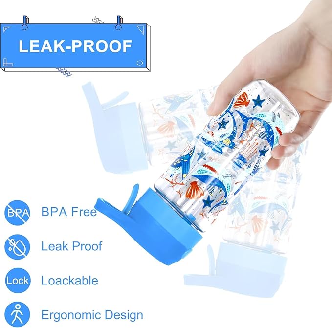 Kids Water Bottle with Spray Mist, 420ml Portable Kids Spray Drinking Bottle for Boys Girls School Cool Down and Hydrate