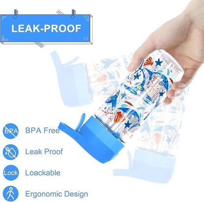 Kids Water Bottle with Spray Mist, 420ml Portable Kids Spray Drinking Bottle for Boys Girls School Cool Down and Hydrate