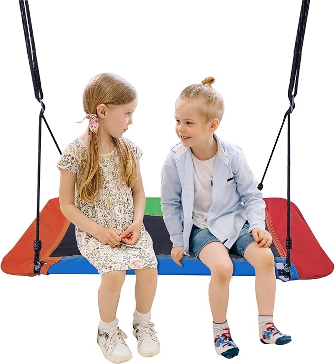 60" Platform Tree Swing, Waterproof Flying Swing Seat, 720lbs Weight Capacity, with Adjustable Hanging Straps, Swing Sets for Backyard, for Indoor and Outdoor Playground